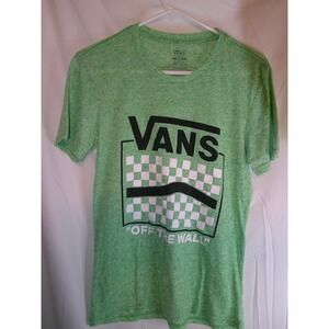 Vans Classic Fit Graphic T-Shirt Checkered‎ Logo Short Sleeve Green Small